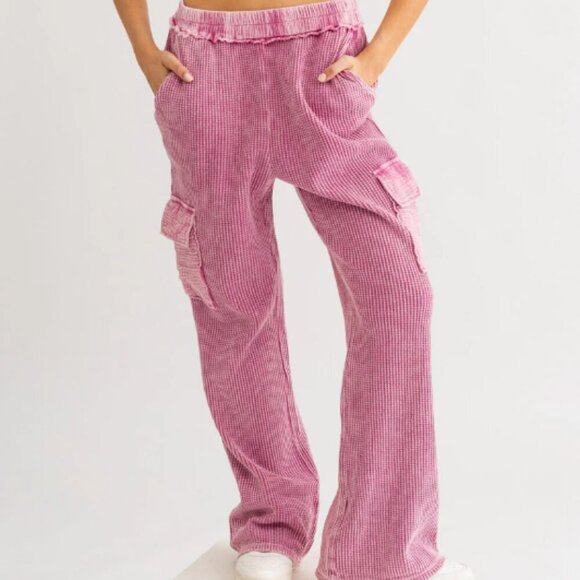 Pink Casual comfy cargo pants - Picture 1 of 5